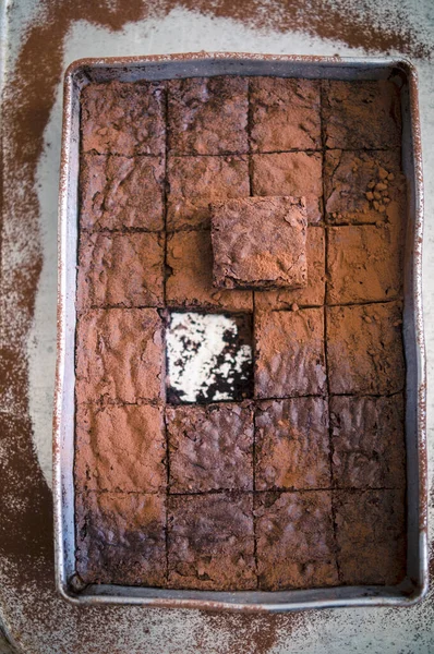 Brownies Recém Assados Vista Close — Fotografia de Stock