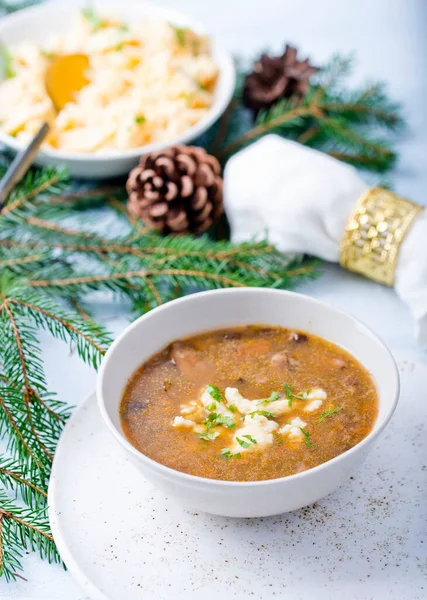 Mushrooms Soup Christmas — Foto de Stock