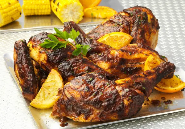 Spatch Bbq Chicken Close View — 스톡 사진