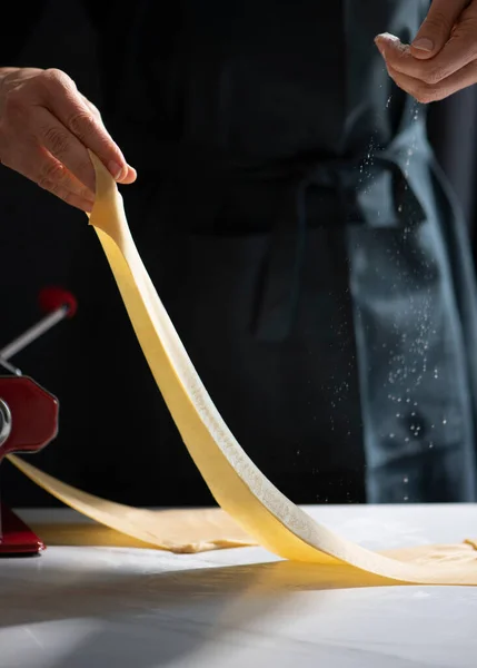 Making Pasta Dough Closeup — Stockfoto