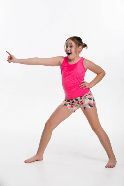 Youg Girl Doing Dance Exercise Lots Energy — Stock Photo, Image