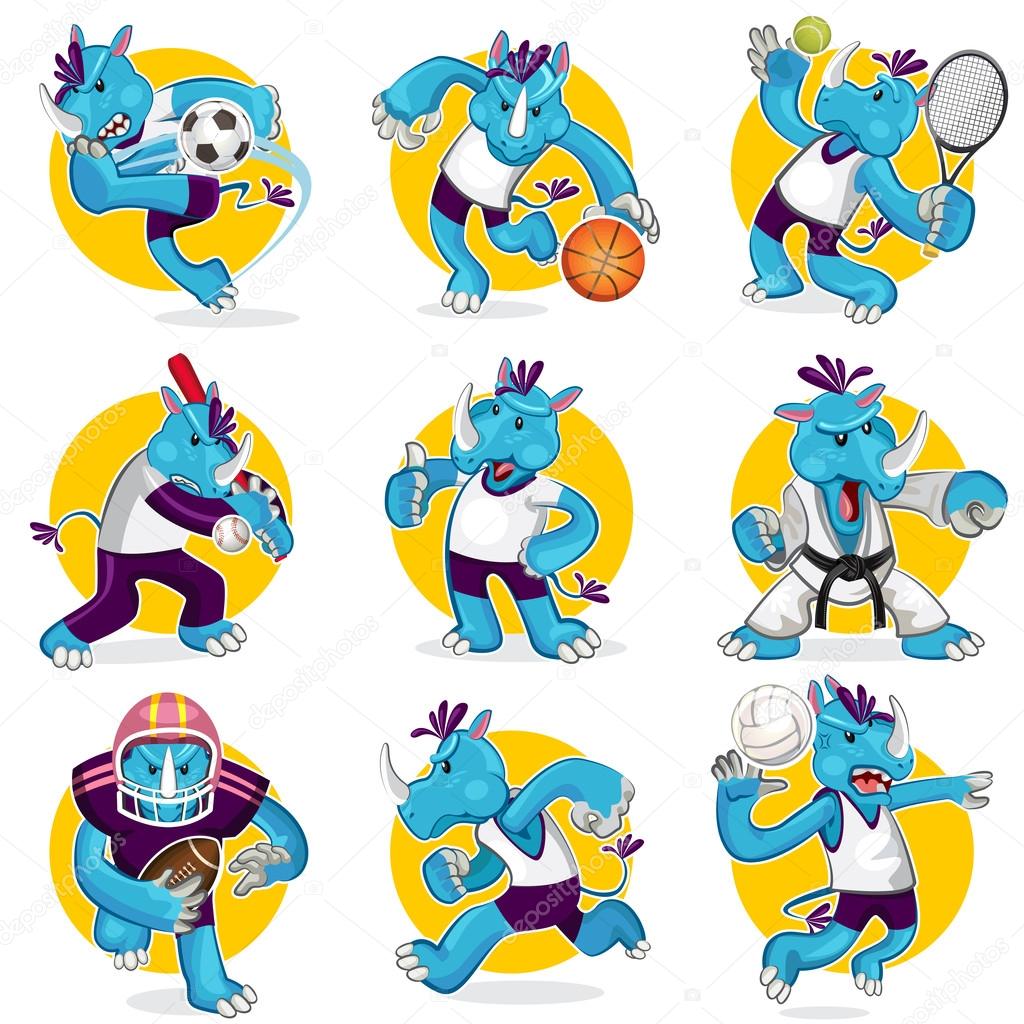 Rhino Sports Mascot Collection Set