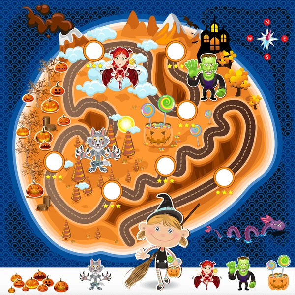 Halloween spel tillgångar karta — Stock vektor