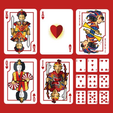Heart Suit Playing Cards Full Set clipart