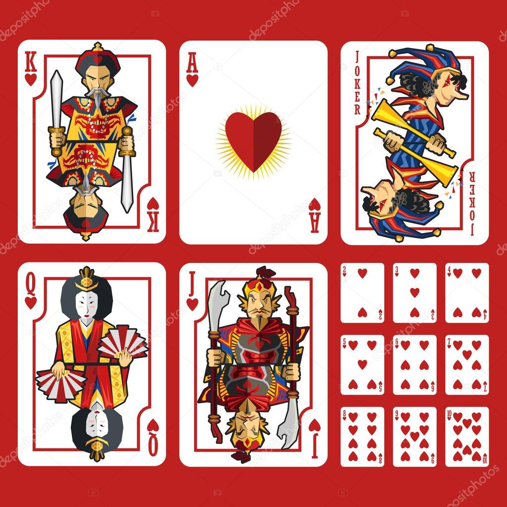 Heart Suit Playing Cards Full Set