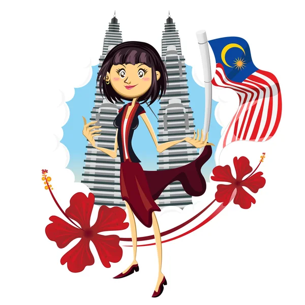 Τουρισμός στη Μαλαισία πραγματικά Ασία εικονογράφηση — Διανυσματικό Αρχείο