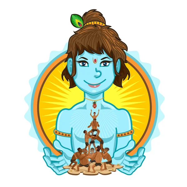 Krishna Janmashtami Dahi Handi Ilustración — Vector de stock