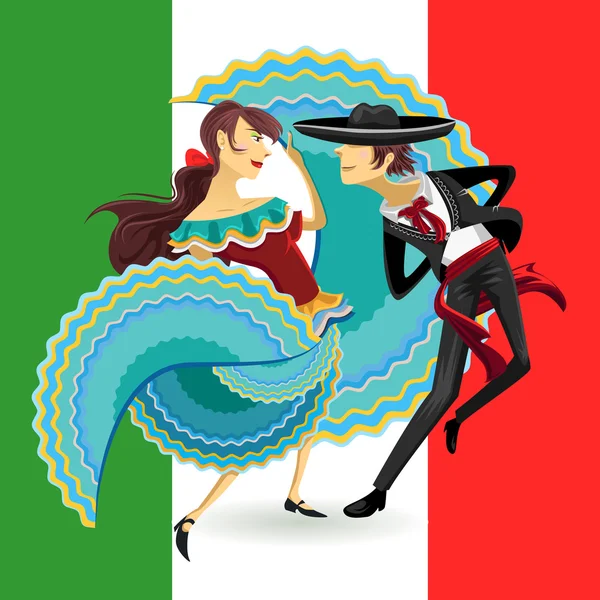 Dança Nacional do México Jarabe Dança do Chapéu Mexicano Vetores De Stock Royalty-Free
