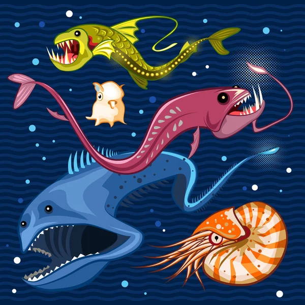 Fish Of The Deep Blue Sea Collection Set 02 — Stock Vector