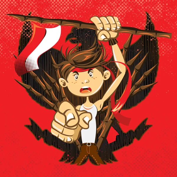 Guerrero patriota de héroes nacionales indonesios — Vector de stock