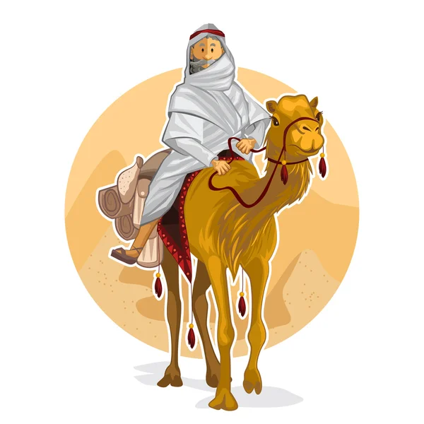 Bédouin arabe chevauchant un chameau, exécutant Al Hijra islamique — Image vectorielle