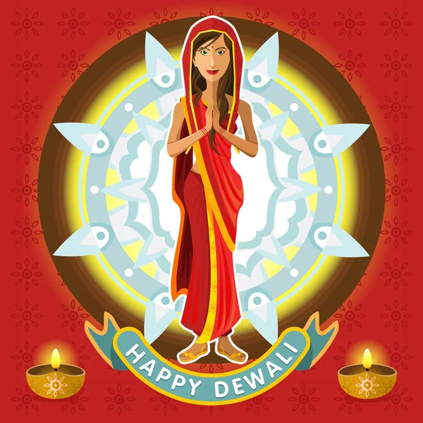 Indien Dewali Deepavali firande — Stock vektor