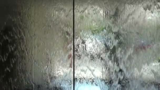 Starkregen Fenster Zeitlupe 120Fps — Stockvideo