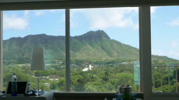 Volcán Cabeza Diamante Hawaii Vista Panorámica Cámara Lenta 60Fps — Vídeos de Stock