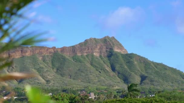Vulcão Cabeça Diamante Havaí Vista Panorâmica Câmera Lenta 60Fps — Vídeo de Stock