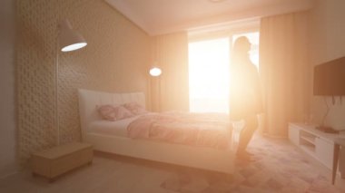 Ağır çekimde yatağa atlayan kadın 180 fp.