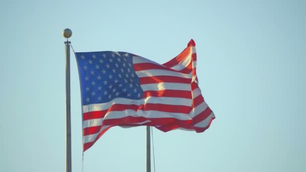 Amerikaanse Vlag Wapperend Wind Slow Motion 180Fps — Stockvideo