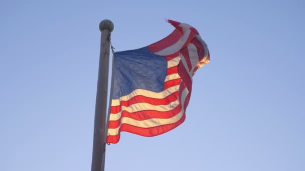 Bandera Estados Unidos Ondeando Viento Cámara Lenta 180Fps — Vídeos de Stock