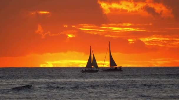 Pôr Sol Sobre Oceano Havaí Câmera Lenta 60Fps — Vídeo de Stock