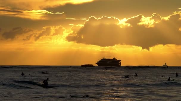 夏威夷海洋上空的落日 以4K慢动作60Fps — 图库视频影像