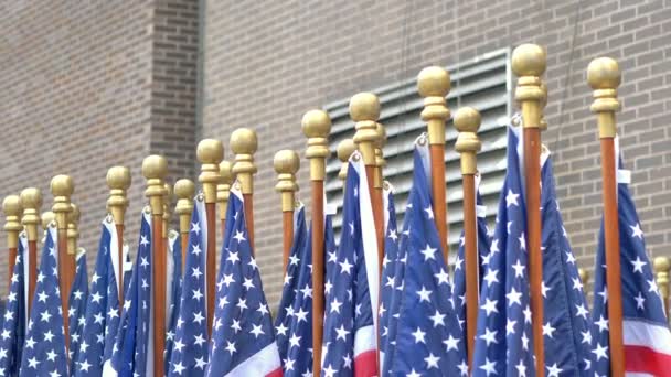 Bandeira Dos Estados Unidos Acenando Nova York Câmera Lenta 60Fps — Vídeo de Stock