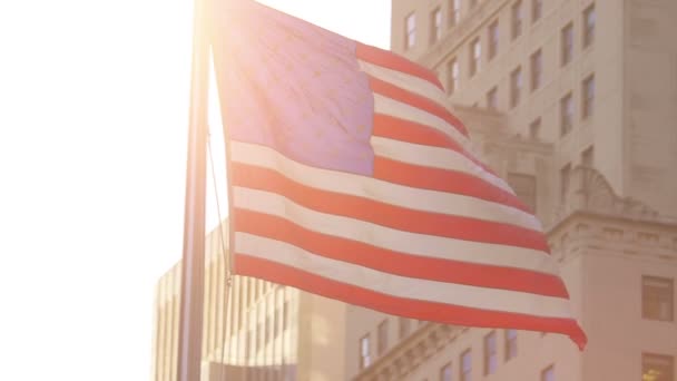 Birleşik Devletler Bayrağı Yavaş Çekimde Sallanıyor 180 — Stok video