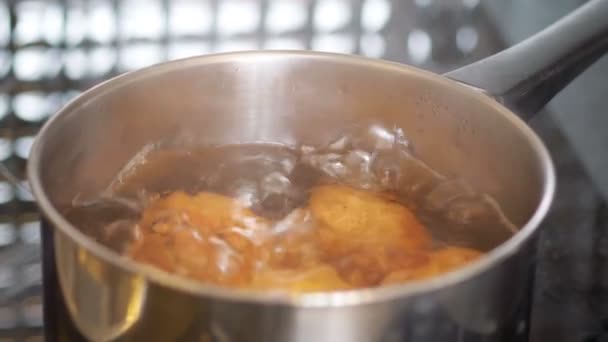Eggs Boiling Pot Slow Motion 60Fps — Stock Video