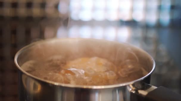 Eggs Boiling Pot Slow Motion 180Fps — Stock Video