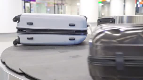 Suitcases Bags Luggage Carousel Slow Motion 60Fps — Stock Video