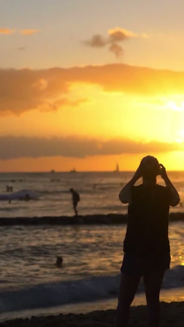Pôr Sol Incrível Havaí Vertical Câmera Lenta 60Fps — Vídeo de Stock