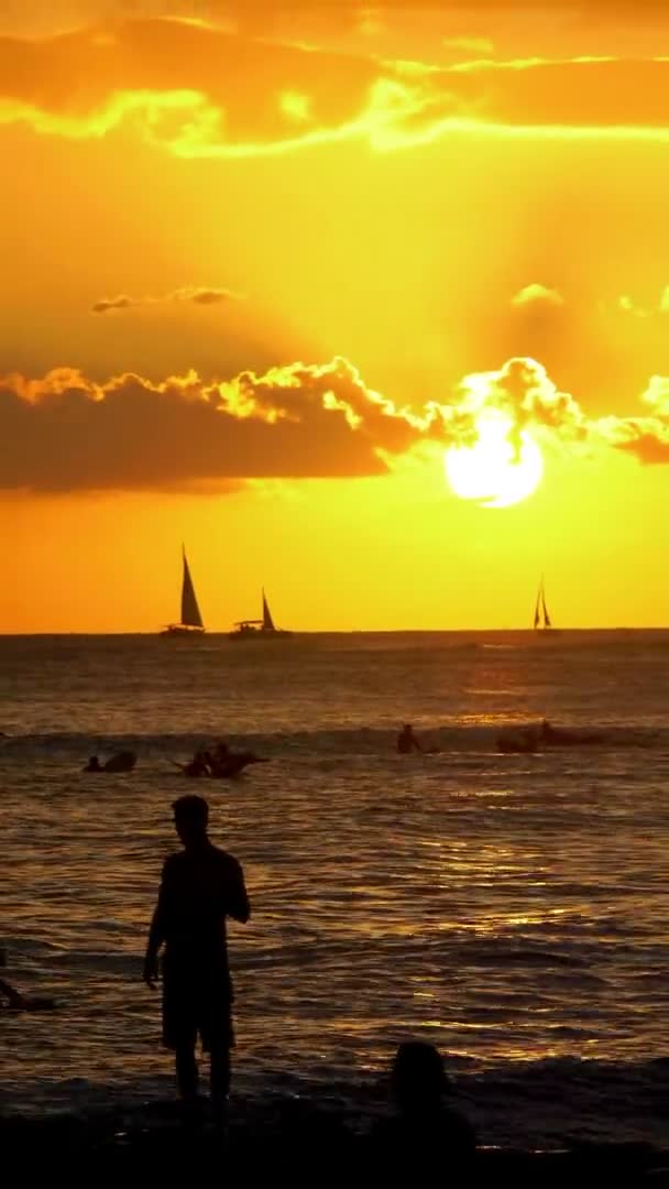 Hawaii Şaşırtıcı Günbatımı Dikey Olarak Yavaş Çekim 60Fps — Stok video
