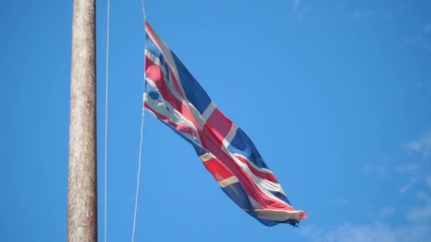 Britse Vlag Zwaaiend Wind Slow Motion 180Fps — Stockvideo