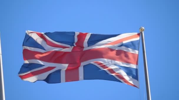 Britse Vlag Zwaaiend Wind Slow Motion 180Fps — Stockvideo