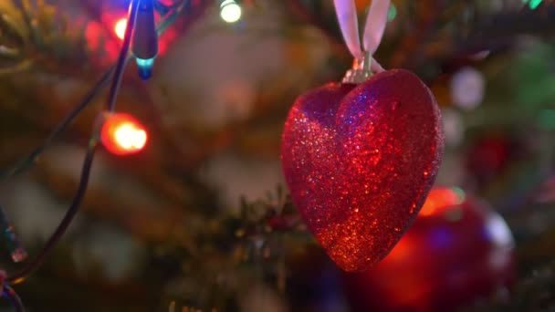 Vánoční Stromeček Dekorace Tvaru Srdce Pozadí — Stock video