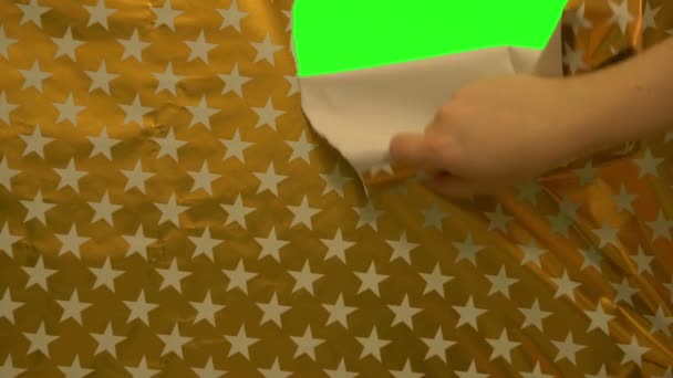 Reißen Dekorative Papier Übergang Auf Dem Grünen Bildschirm Mit Chroma — Stockvideo