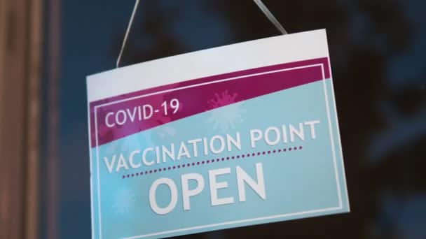 Information Sign Entrance Covid Vaccination Center Slow Motion 60Fps — Stock Video