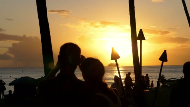 4Kスローモーションでハワイの素晴らしい夕日60Fps — ストック動画