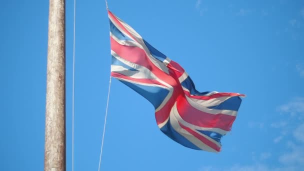 Bandeira Britânica Pólo Câmera Lenta 180Fps — Vídeo de Stock