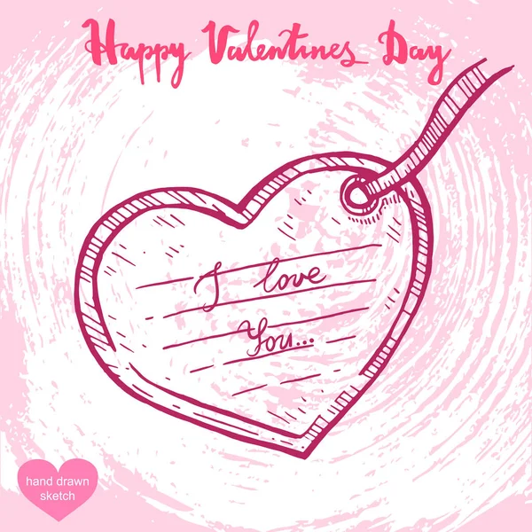 Vector Hand Getekend Illustratie Van Valentijnskaart Tekst Happy Valentines Day — Stockvector