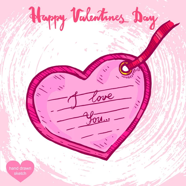 질감과 배경에 발렌틴 카드에 발렌티누스의 스케치에 글자가 있습니다 디자인을 빈티지 — 스톡 벡터