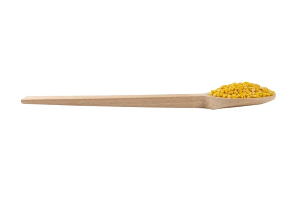 Mung Dal Oder Mung Daal Bohnen Auf Holzlöffel Ernährung Bio — Stockfoto