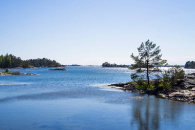 beautiful view of the lake at sunny day