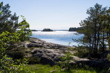 beautiful view of the lake at sunny day