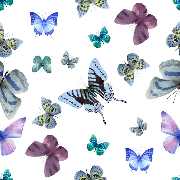 Schmetterling nahtlos 05 weiß — Stockvektor
