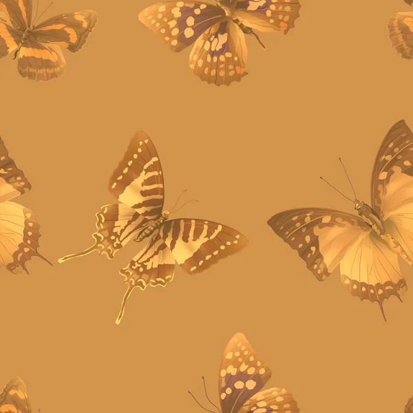 Schmetterling nahtlos 06 gelb — Stockvektor