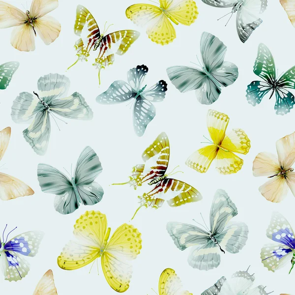 Mariposa acuarela sin costura — Archivo Imágenes Vectoriales