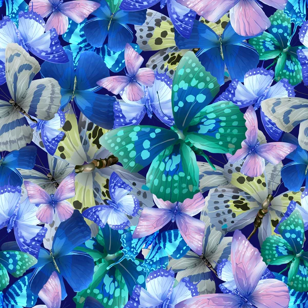 Mariposa azul sin costuras — Vector de stock
