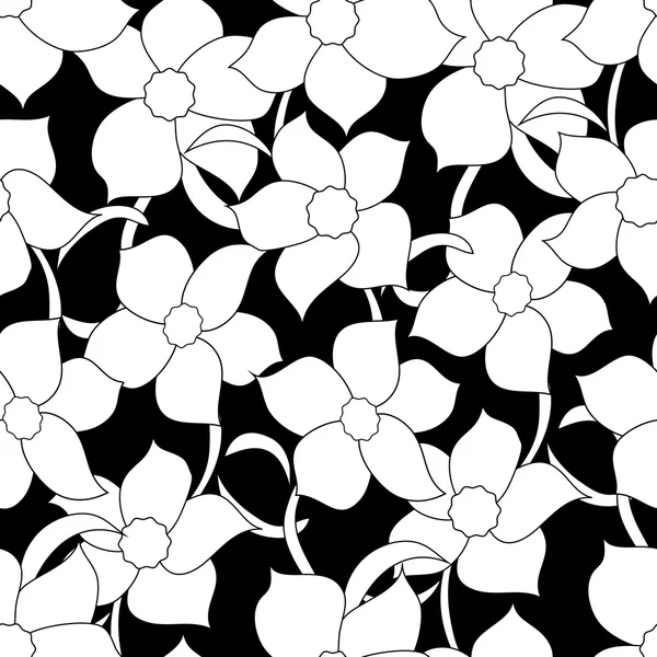 Flower seamless black01 — Stock Vector