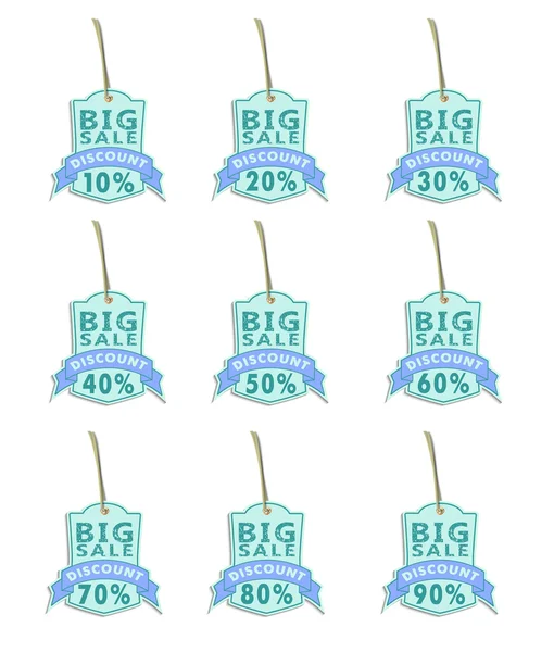 Set of big sale labels02 blue — Stok Vektör