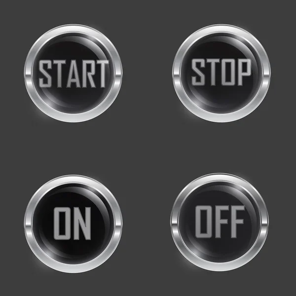 Start-stop01negro blanco — Vector de stock